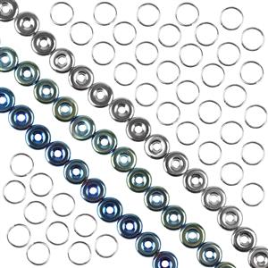 Jump Up! - Hematite Round Jump Rings, Blue, Silver & Green, Silver Plated Base Metal Open Jump Rings, 100pcs