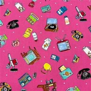 Retro Technology Pink Fabric 0.5m exclusive