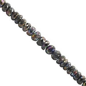 73cts A.B. Coated Black Spinel Faceted Rondelles Approx 4x3mm to 7x3mm 20cm strands 
