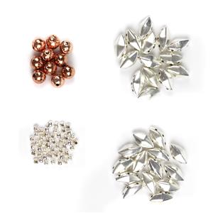 Base Metal Bead Collection; Diamond Cut, Bobbi & Spacer Beads