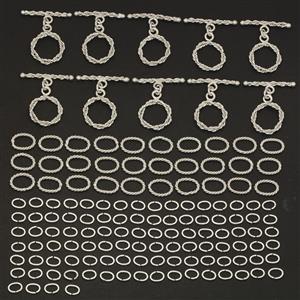 925 Sterling Silver Plated Base Metal Rope Chainmaille Kit (140 pcs)