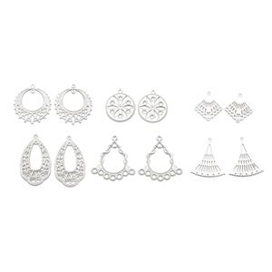 6 Pairs Silver Plated Base Metal Earrings Findings (6 Designs)