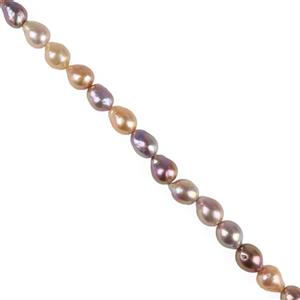 Close Out Deal: Mixed Metallic Natural Colour Freshwater Cultured Drop Shape Nucleated Pearls, Approx 10-13mm, 38cm Strand
