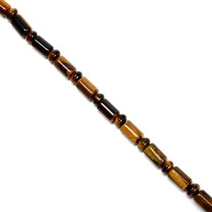 110cts Tigers Eye Morse Code Beads including 4x6mm Rondelles & 6x10mm Drums, 38cm Strand
