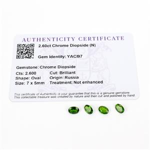 2.6cts Chrome Diopside 7x5mm Oval Pack of 4 (N)