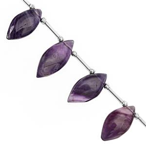 75cts Blue John Fluorite Smooth Marquoise Approx 15x8 to 24x11mm, 13cm Strand With Spacers
