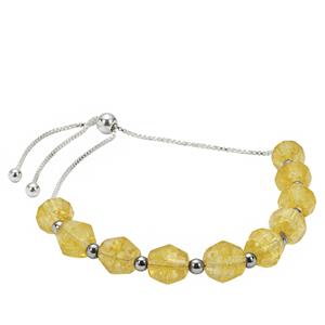 24cts Citrine Faceted Bicones Approx 7 to 8mm, 925 Sterling Silver Slider Bracelet With Hematite Spacers 