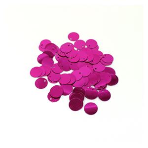 Fuchsia Top Drilled Flat Sequins, Approx 12mm (5g)