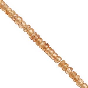 55cts Champagne Zircon Faceted Rondelles Approx 3x2 to 4x2.5mm, 24cm Strand