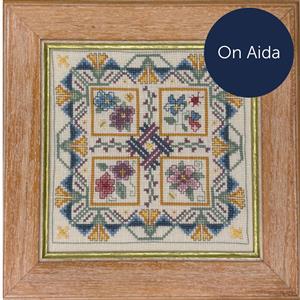 Cross Stitch Guild April Floral Tile on Aida