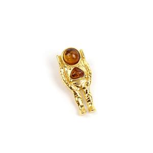 Gold Plated 925 Sterling Silver Baltic Cognac Amber Astronaut Pendant, Approx 21x9mm