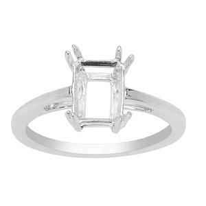 925 Sterling Silver Double Claw Ring Mount (To Fit 8x6mm Octagon Gemstone)