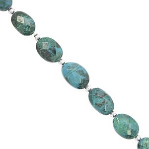 65cts Chrysocolla Straight Drill Faceted Oval Approx 9x7 to 14x10mm, 18cm Strand with Spacers