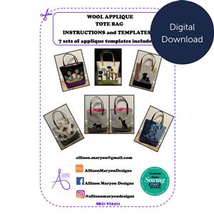 Allison Maryon's Appliqué Tote Bags Instructions Bundle: Bag Instructions & 7 Appliqué Templates - Digital Download