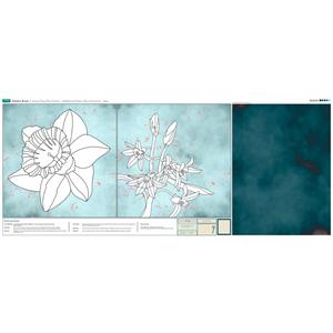 Delphine Brooks Aqua Daffodil & Glory-of-the-Snow with Instructions Fabric Panel (140 x 59cm)