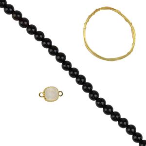 Gold Plated 925 Sterling Silver Black Onyx & Moonstone Connector Project With Downloadable Instructions By Alison Tarry
