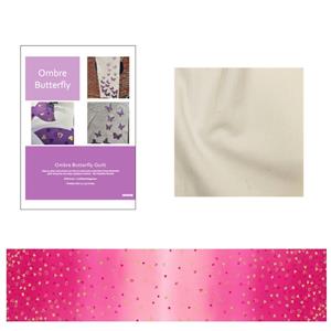Delphine Brooks Fuschia  Metallic Hearts Ombre Butterfly Wall Hanging Kit: Instructions & Templates & Fabric Bundle (1.0m)