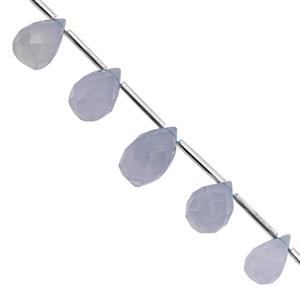 45cts Blue Chalcedony Faceted Drops Approx 11x6 to 16x10mm, 14cm Strand With Spacers