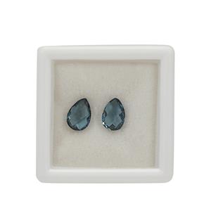 1.20cts London Blue Topaz Briollette Pear Approx 7x5mm (Pack of 2) 