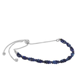 5cts Lapis Lazuli Faceted Rounds Approx 1mm With Sterling Silver Slider Bracelet 10Inch 