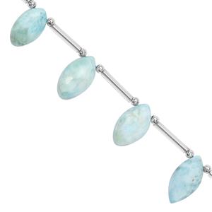 50cts Larimar Smooth Marquoise  Approx 13x7mm to 21x10mm, 15cm Strand With Spacers