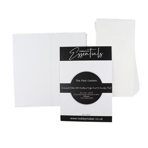 Hobby Maker Essentials 50 x white Tall Scalloped edge card and envelope pack 