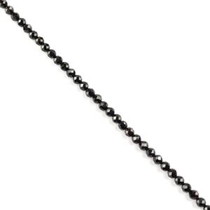 30cts Black Spinel Faceted Rounds Approx 3-4mm, 38cm Strand