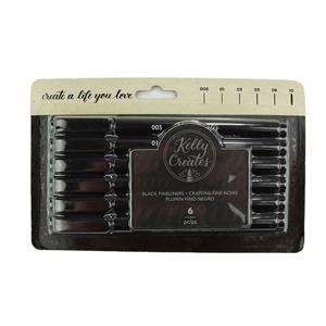 Kelly Creates Black Fineliners - Pack of 5 - 0.05, 0.1, 0.3, 0.5, 0.8 & 1.0
