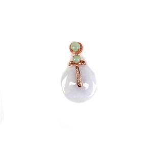 Rose Gold Plated 925 Sterling Silver Type A Lavender Jade Doughnut Approx 20mm With White Topaz & Green Jadeite Detail