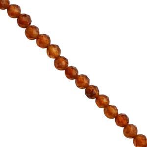 18cts Hessonite Faceted Round Approx 3mm, 25cm Strand