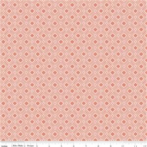 Katherine Lenius Tea With Bea Coral Square Spotted Fabric 0.5m