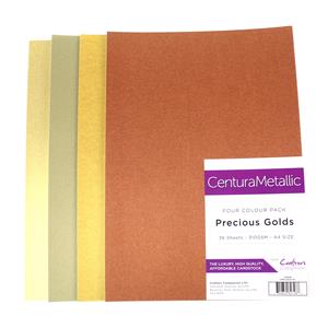 Crafters Companion Centura Pearl Metallic A4 36 Sheet Pack - Precious Golds