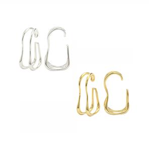 Silver Plated Base Metal Sculptural Design Non Pierced Earrings, Melt Design, Approx 31mm