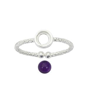 925 Sterling Silver Birthstone Adjustable Rings Mount with Amethyst Approx 5mm