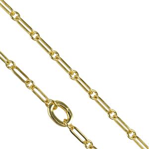 Gold 925 Sterling Silver Long Link Necklace With Hinged Jump Ring, 20 Inch  