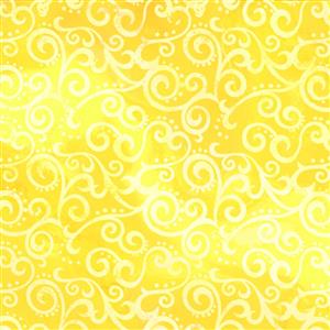 Ombre Scrolls Lemon Extra Wide Backing Fabric 0.5m (274cm wide)