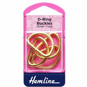 Gold 25mm D Rings 4 Pieces