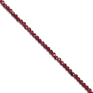 35cts Red Garnet Faceted Rounds Approx 2mm, 1 meter Strand