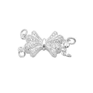 925 Sterling Silver Bow Clasp With Cubic Zirconia Approx 9x20mm