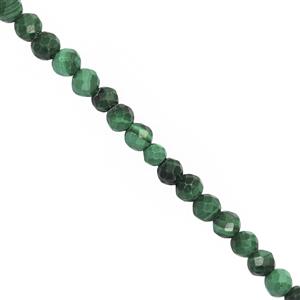 13cts Malachite Faceted Round Approx 2mm 30cm strands 