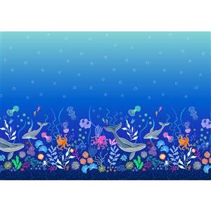 Lewis & Irene Ocean Glow Collection Double Edge Border Blue With Glow Elements Fabric 0.5m