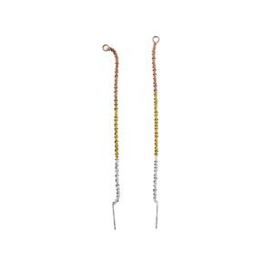 925 Sterling Silver, Gold & Rose Gold Cauliflower Threader Chain Earrings, 1 Pair