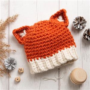 Wool Couture Baby / Child Fox Hat Crochet Kit With Free Crochet Hook Worth £5