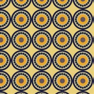 Sewing - Sanctuary Mustard Vintage Circle Eco-Laminated Fabric 1m