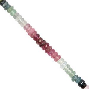 28cts Multi-Colour Tourmaline Graduated Faceted Rondelles Approx 3x1 to 4x3mm, 22cm Strand