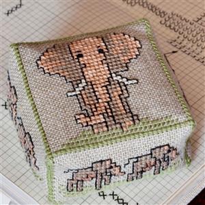 Cross Stitch Guild Elephant Pincushion on Linen