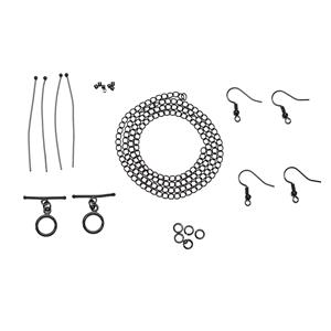 Black Plated Base Metal Black Coated 21pcs Findings Pack