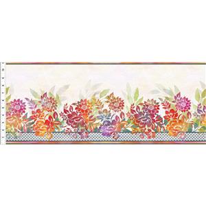 Jason Yenter Garden Of Dreams II Collection Floral Border White Fabric 0.5m