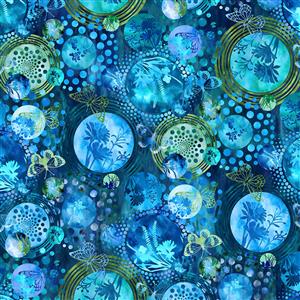 Jason Yenter Elysian Collection Collage Blue Fabric 0.5m
