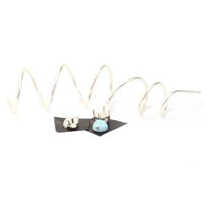 The Astrologer; Silver Collet, Two Solderable Hands & 1.10cts Larimar Cabochon & Wire